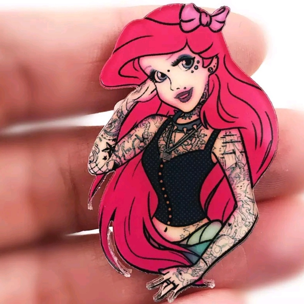 Ariel tattoo punk gothic princess acrylic badge